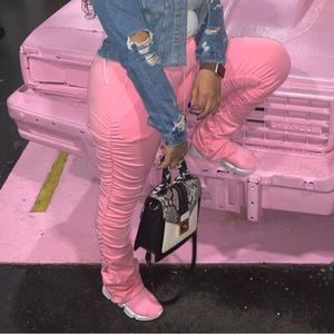 Pink guswoo stacked pants